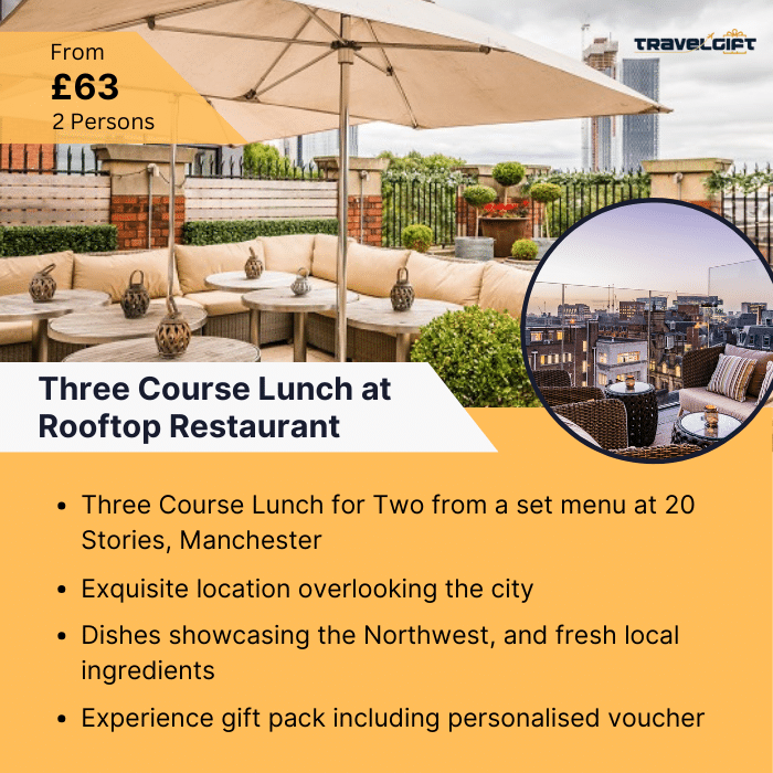 Three Course Lunch for Two at 20 Stories Rooftop Restaurant